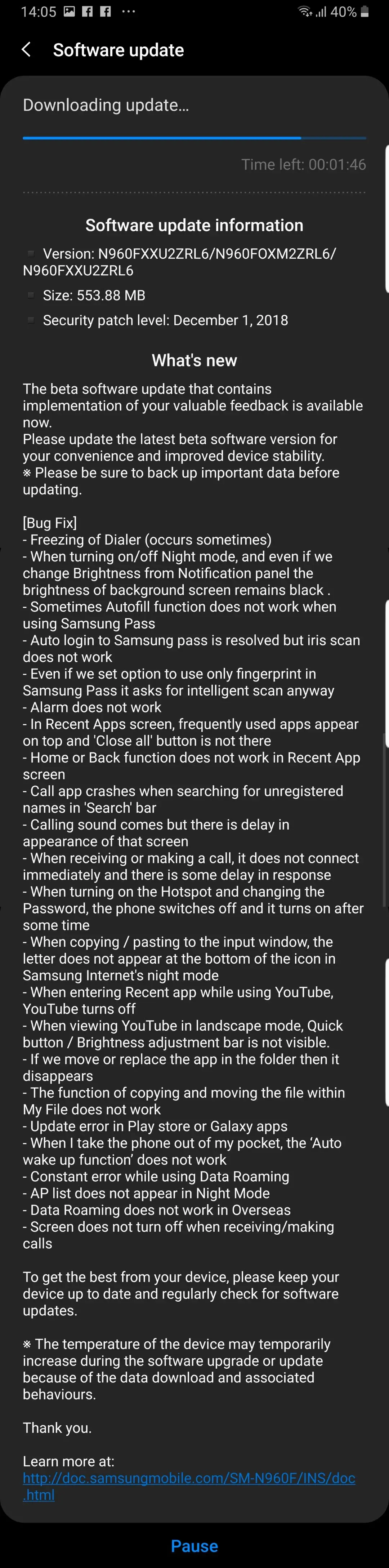 galaxy note 9 pie second update