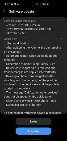 galaxy s10 update