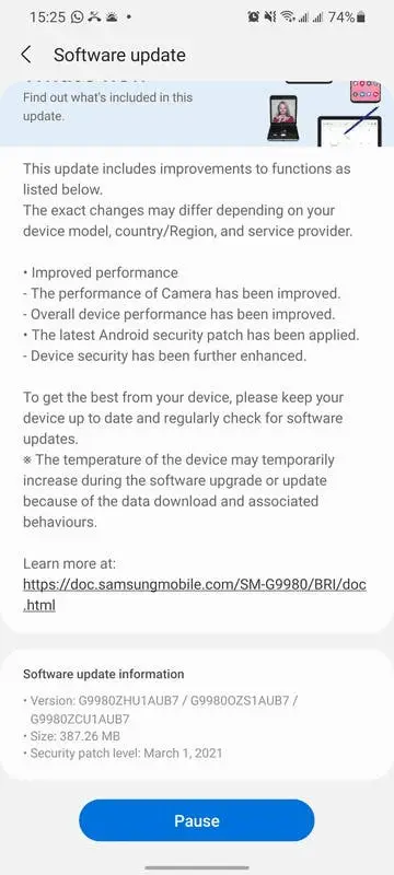 galaxy s21 ultra march 2021 security patch