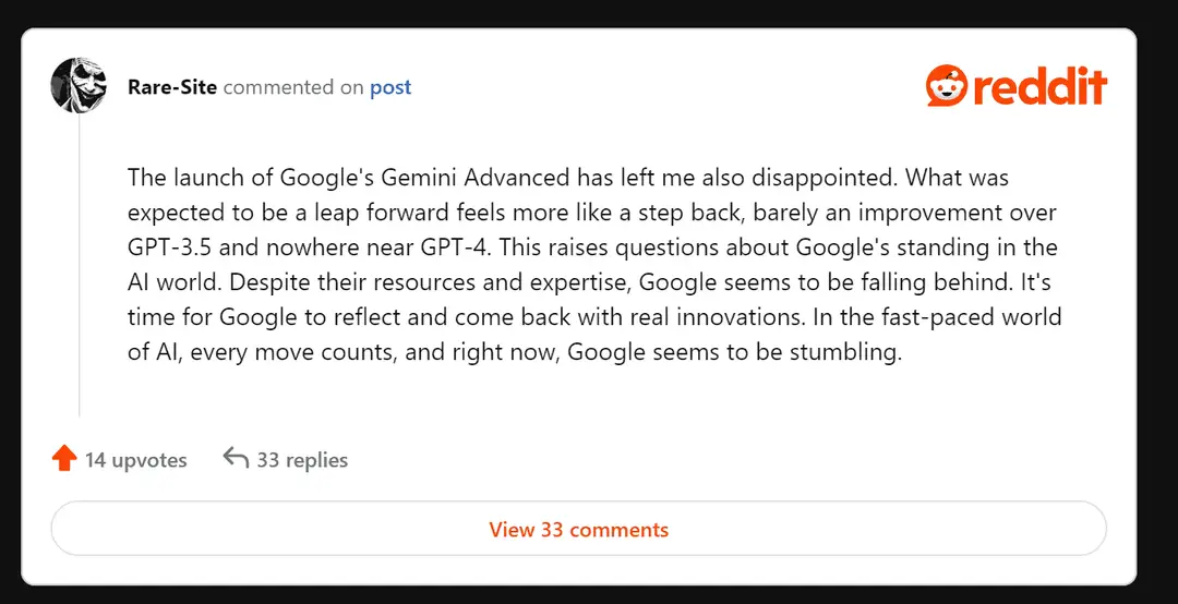 google gemini advanced negative
