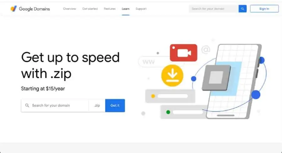 google zip domain for sale
