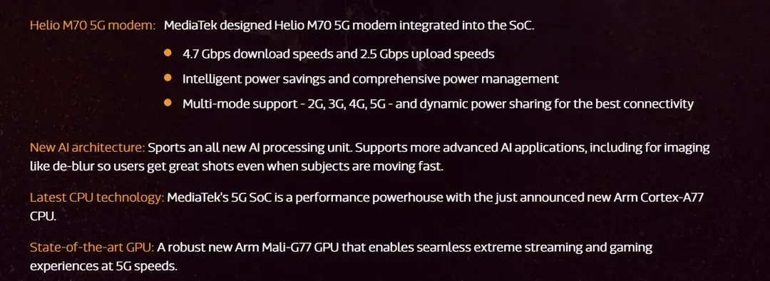 helio m70 5g modem