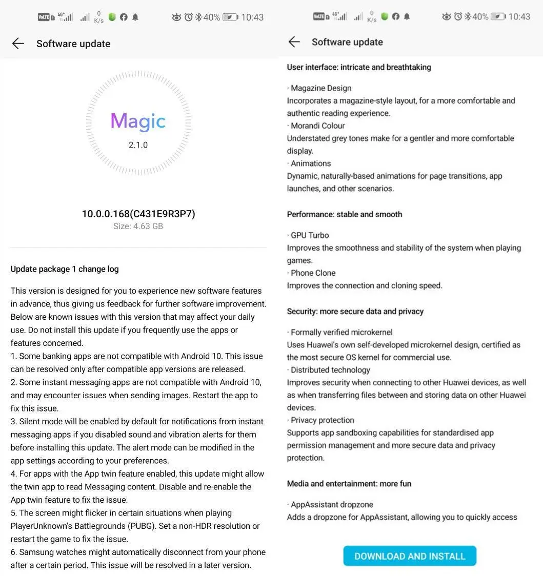 honor 20 magic ui 30 android 10 update
