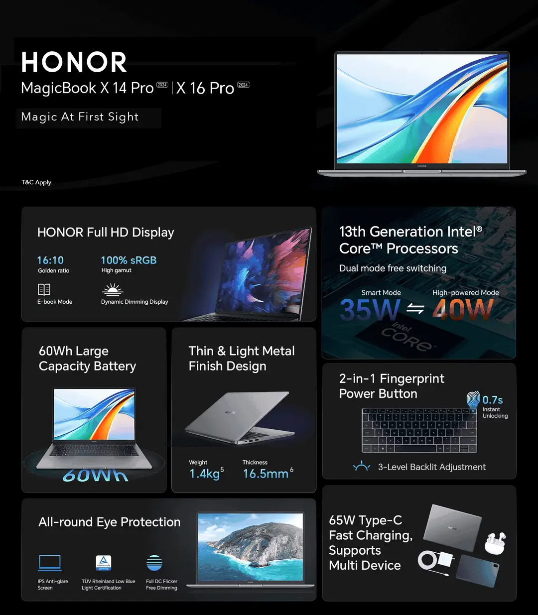 honor magicbook x 14 pro and magicbook x 16 pro 2024 models key specs