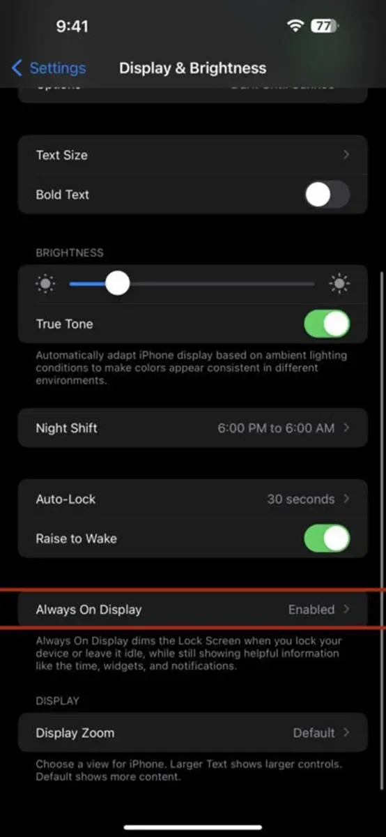 how to disable always on display iphone 14 pro settings 1