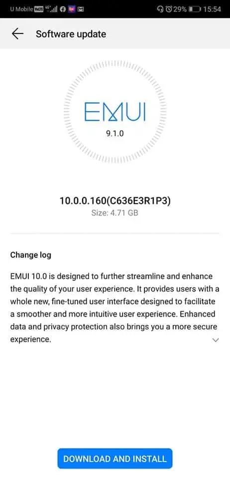 huawei p20 emui 10 1