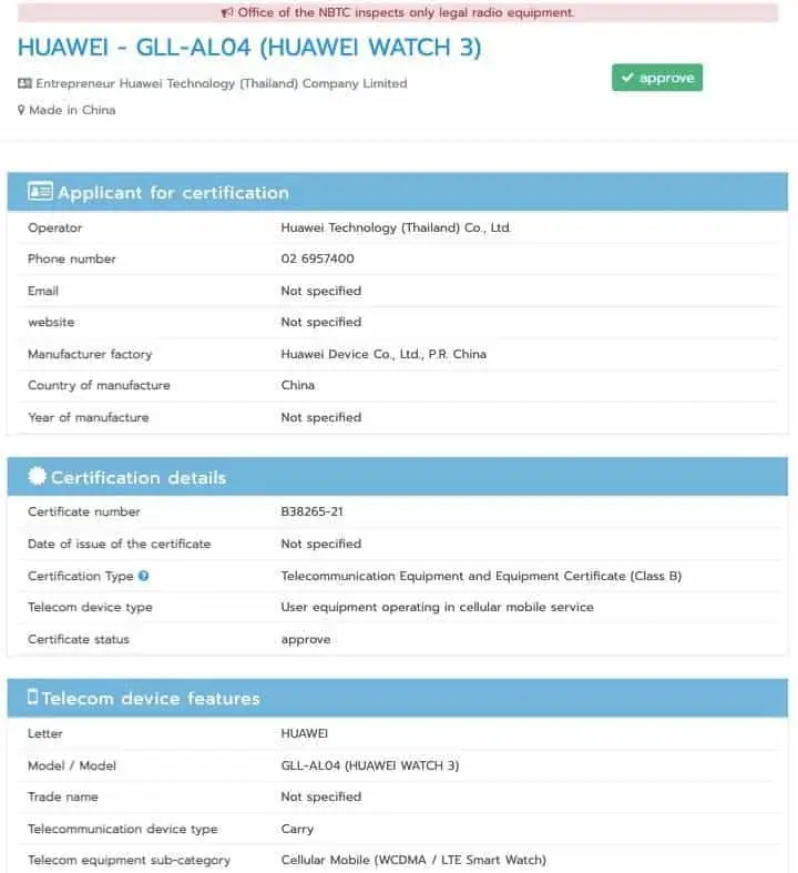 huawei watch 3 nbtc