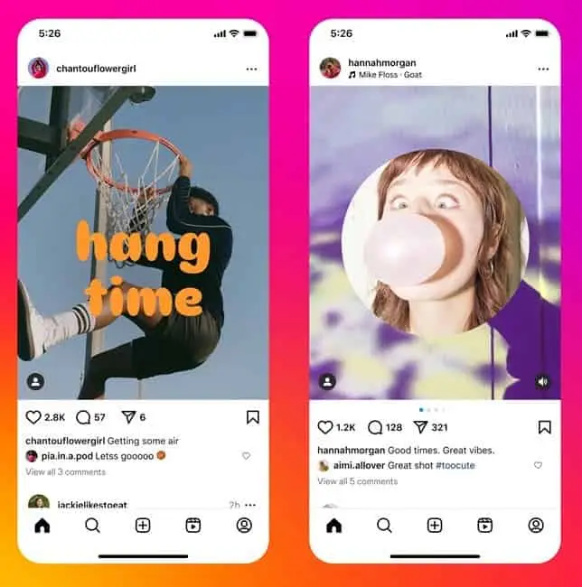 instagram photos and carousels customization