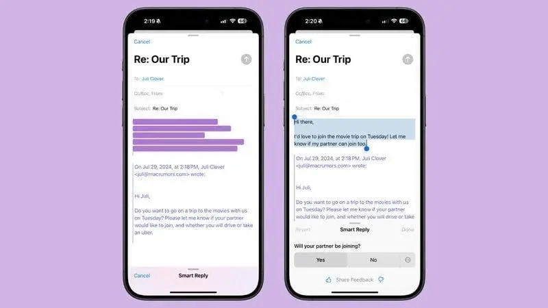 ios 18 1 smart replies