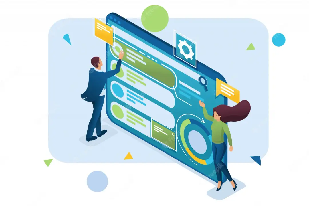 isometric man chooses interface from options customize user interface 130740 651