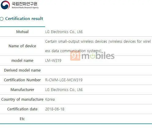 lg lm w319 smartwatch kcc