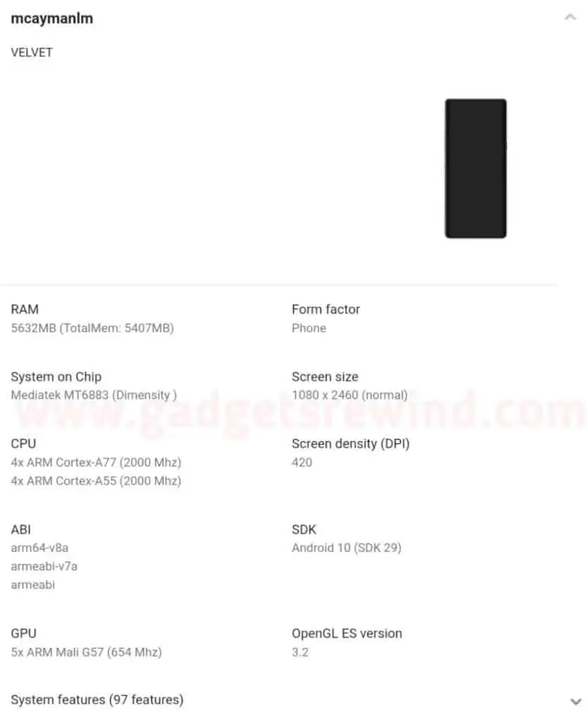 lg velvet specs 1