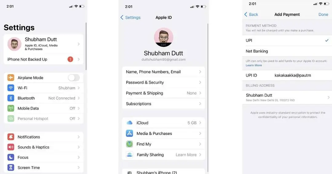 link upi to apple id