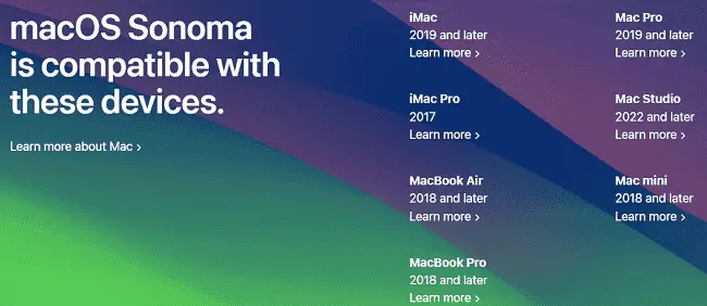 macos sonoma availability