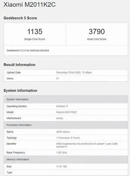 mi 11 geekbench