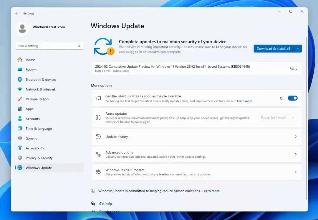 microsoft update a