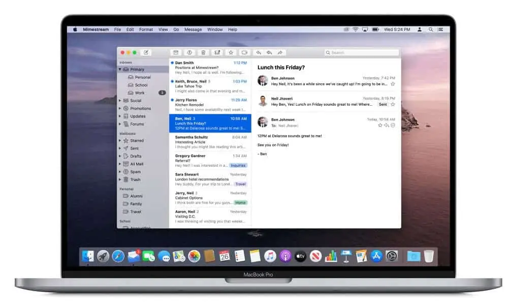 mimestream running on mac