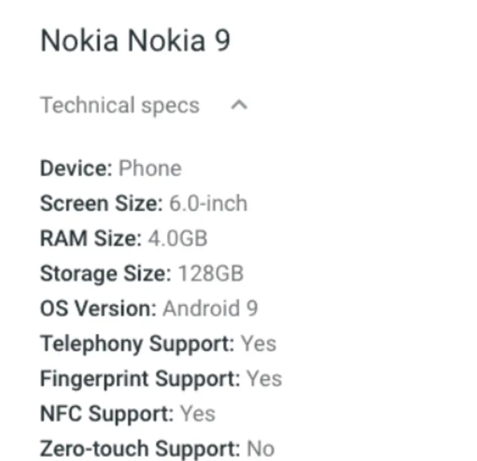 nokia 9 specs