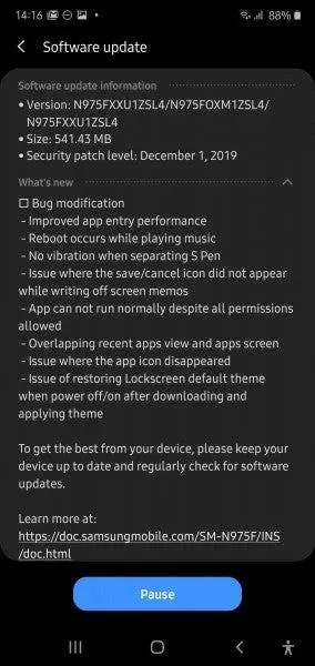 note 10 update