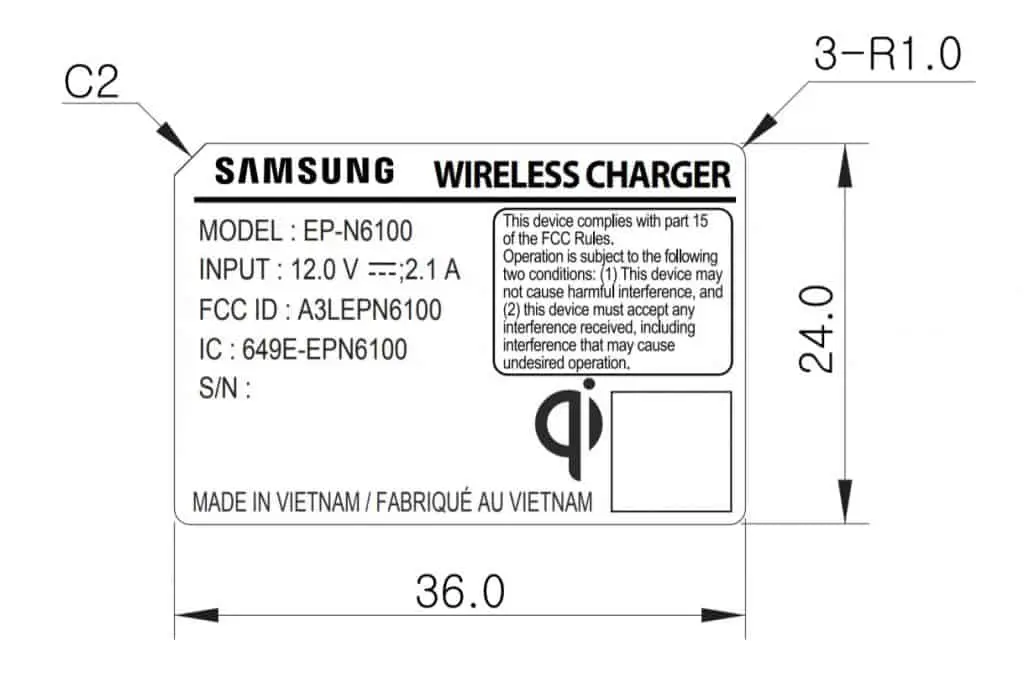 note 9 ep n6100 wireless charger
