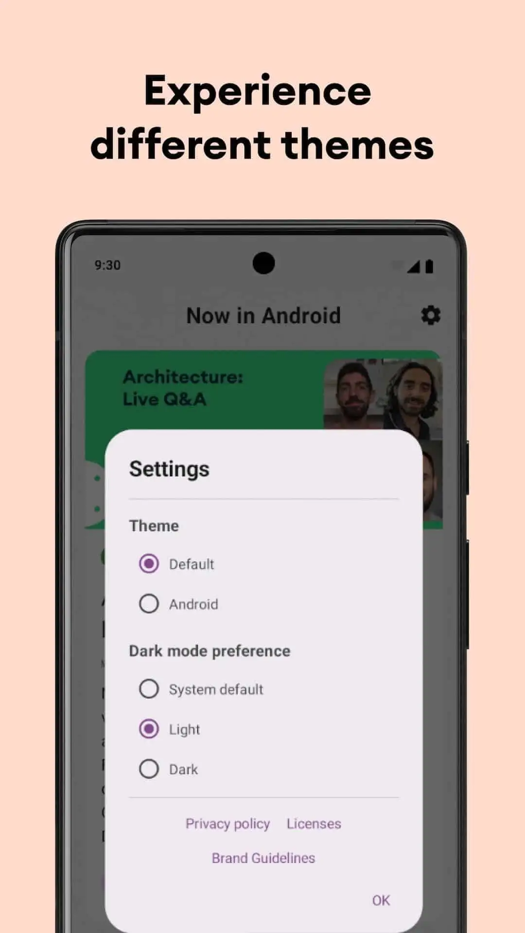 now in android app 5