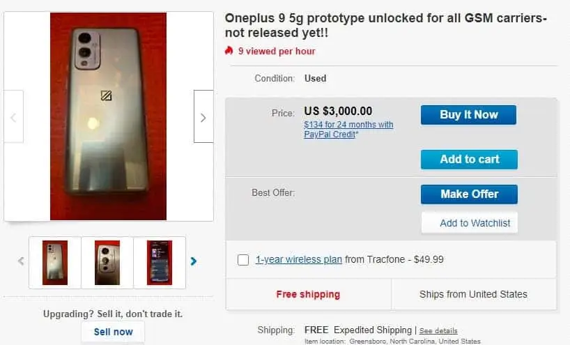 oneplus 9 listing