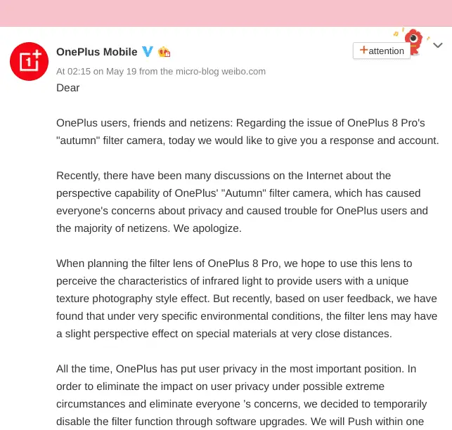 oneplus camera filter statement