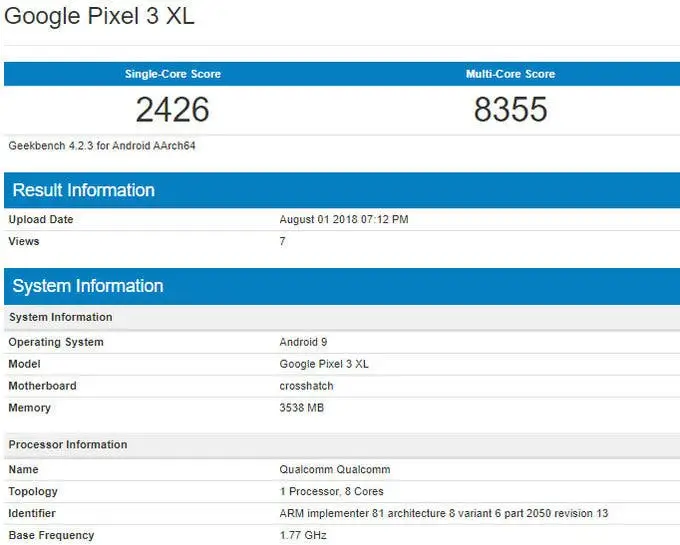 pixel 3 xl benchmark