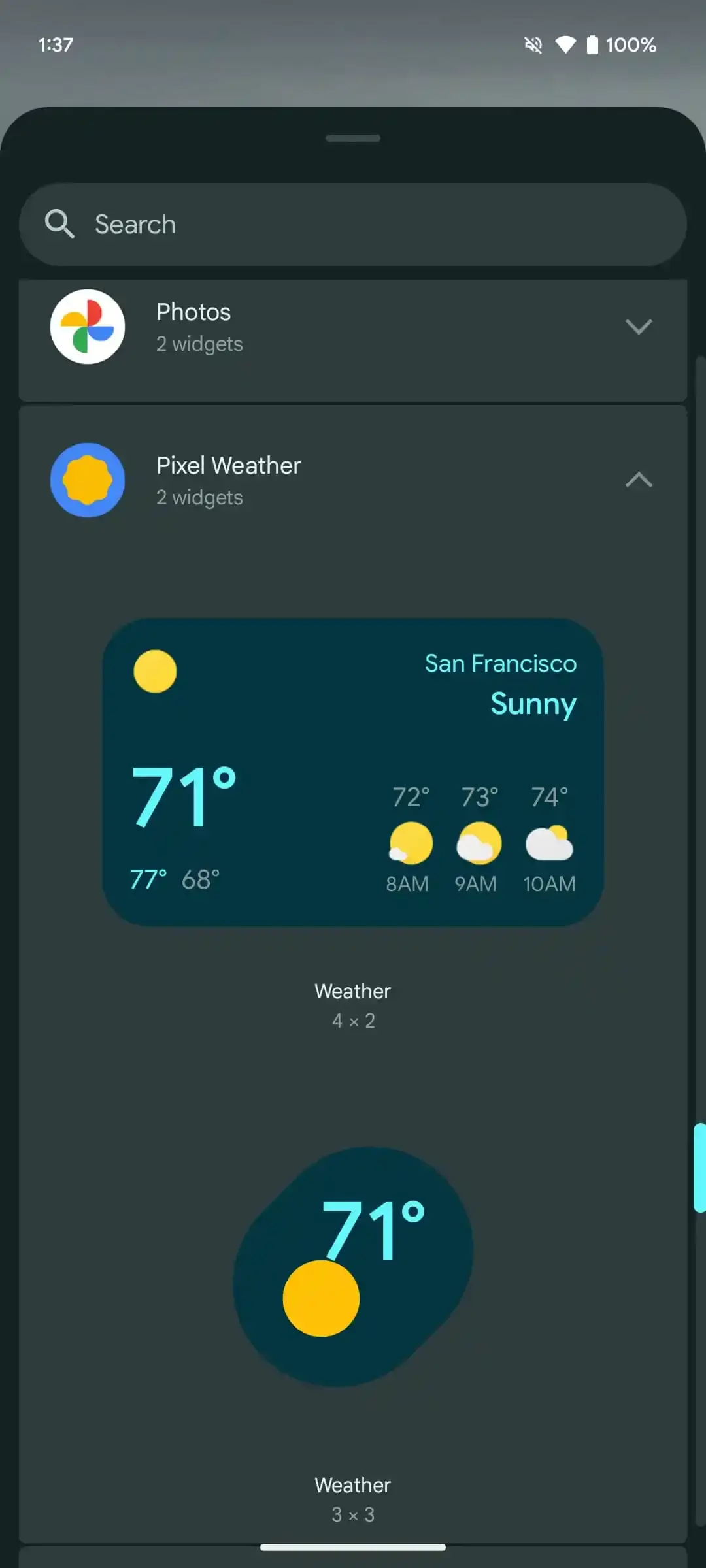 pixel wideges on android 15