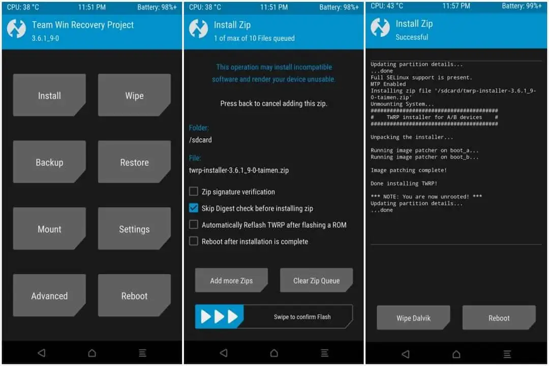 post twrp installation on ab devices