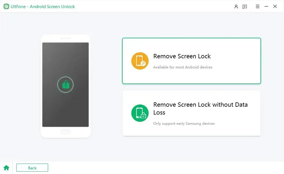 pressing remove screen lock to bypass samsung screen lock