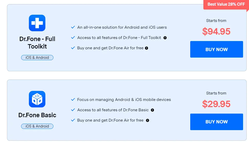 pricing details