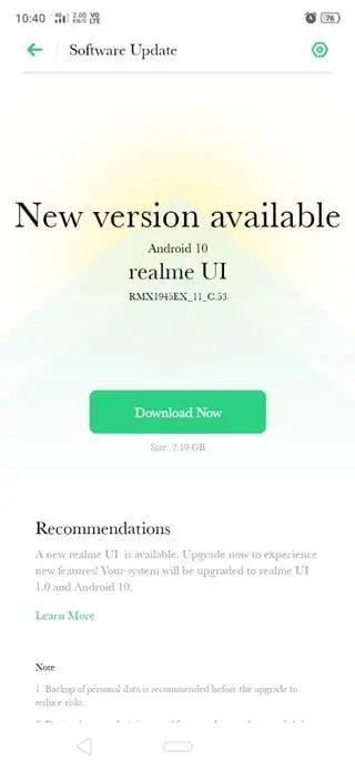 realme c2 realme ui 10 android 10 update