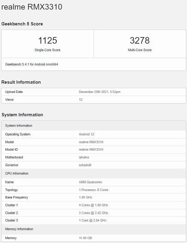 realme gt 2 geekbench
