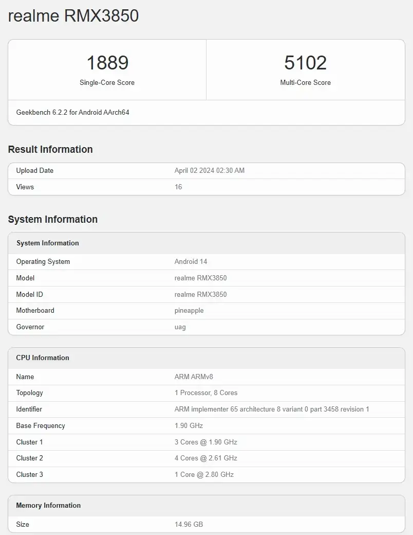 realme gt neo6 se geekbench