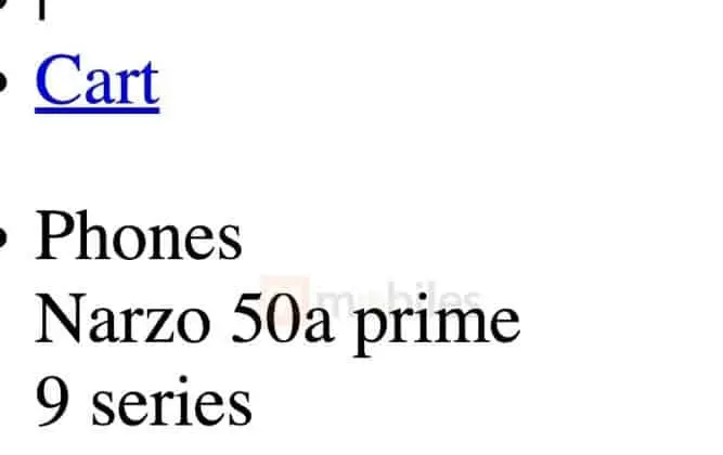 realme narzo 50a prime realme india website screenshot