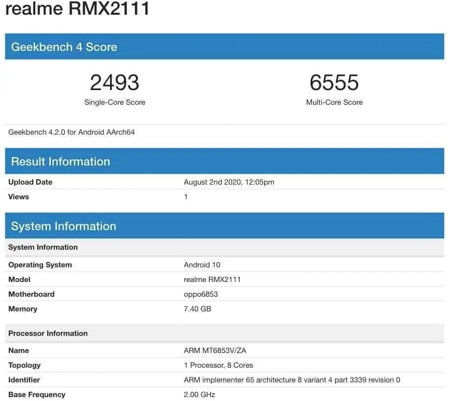 realme rmx2111 geekbench