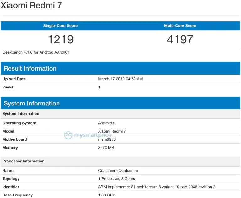redmi 7 geekbench