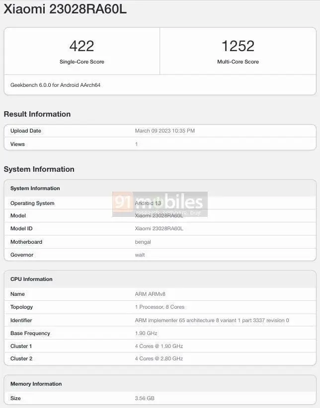 redmi note 12 4g geekbench