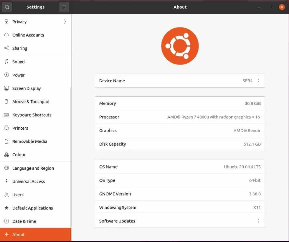 ryzen 7 4800u ubuntu info