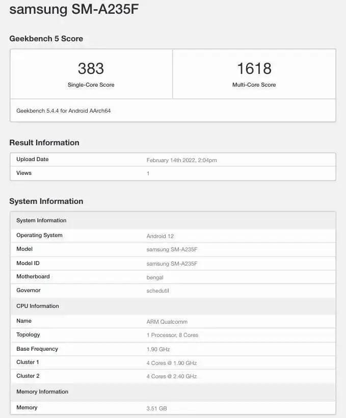 samsung galaxy a23 geekbench