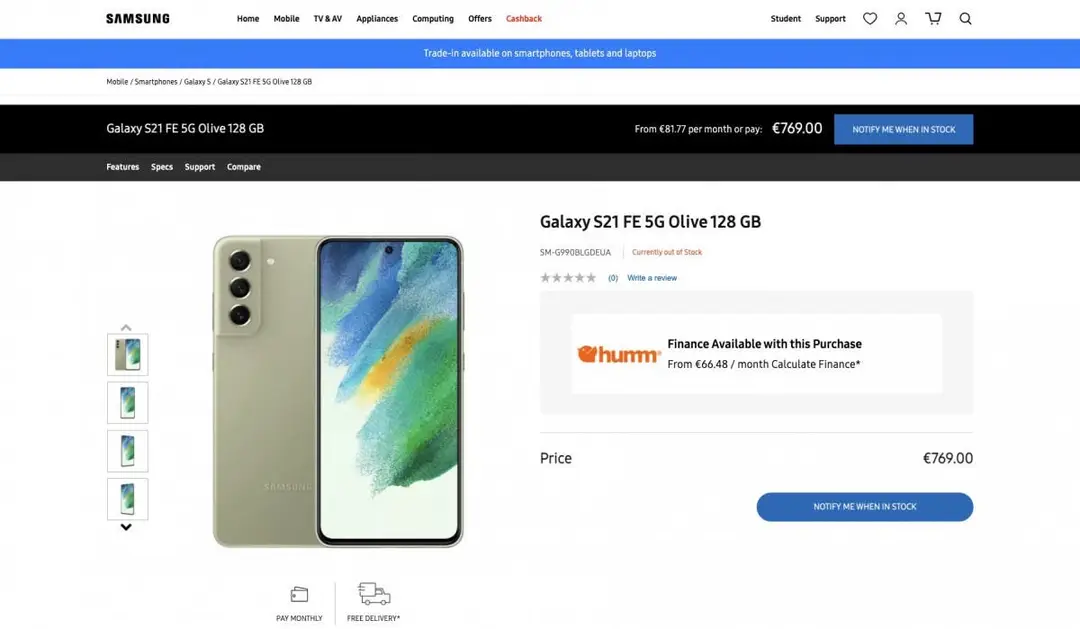 samsung galaxy s21 fe samsung ireland website
