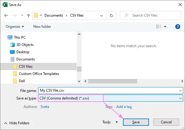 save excel csv
