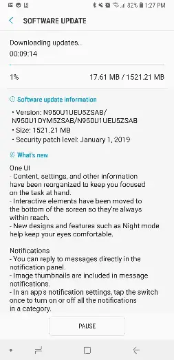 screenshot 2019 01 25 image from android 9 pie in the us beta coming to samsung galaxy s8 and note 8 right now