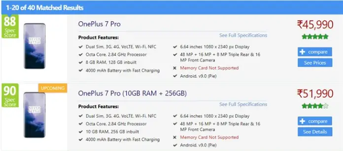 screenshot 2019 05 06 alleged indian pricing for oneplus 7 leaked 10gb ram pro version listed too gizmochina1 1