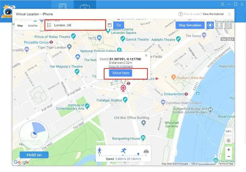 select location on itools and press move here