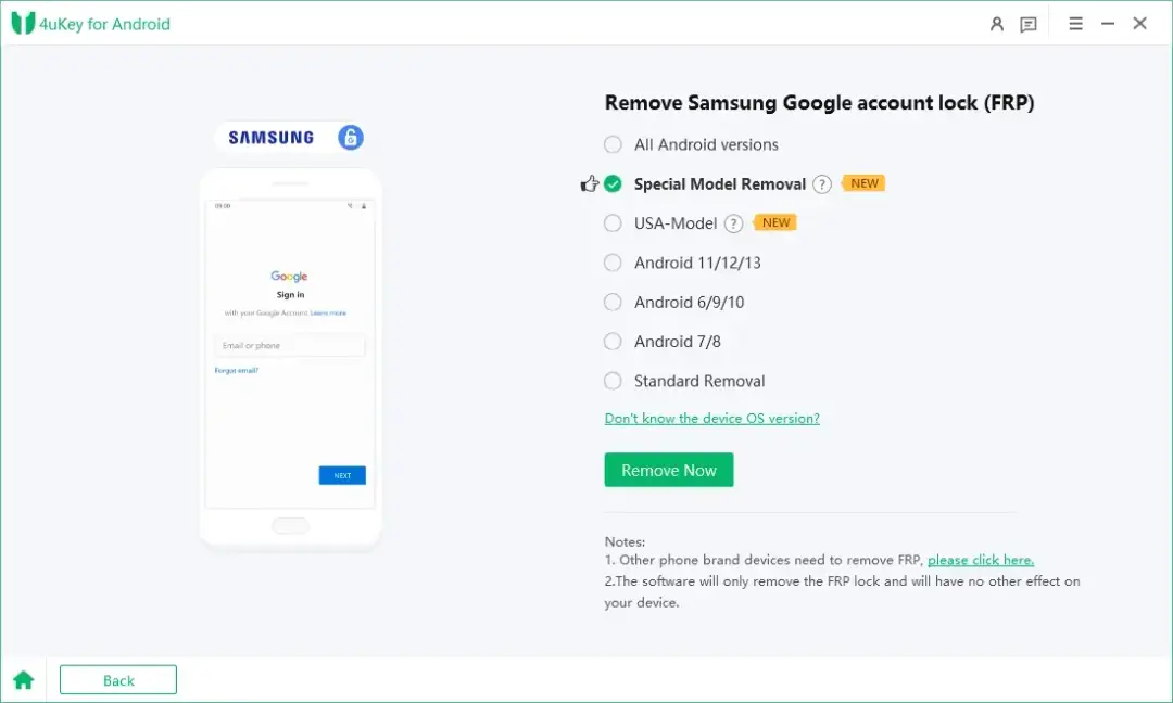 select samsung device os