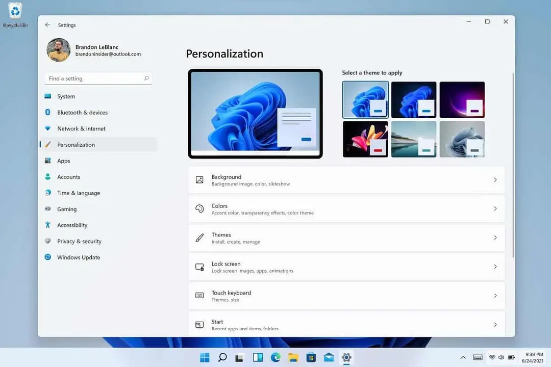 settings personalization