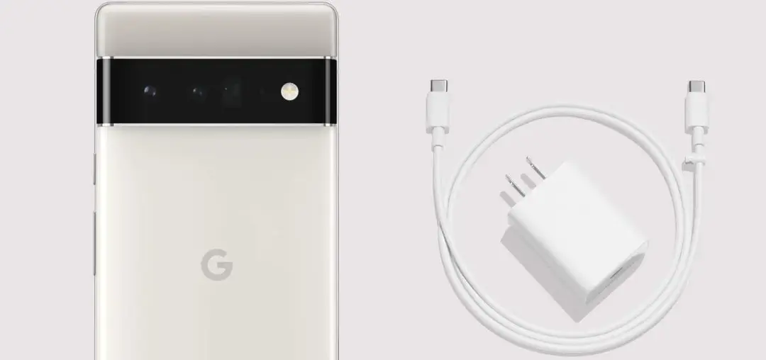 silver pixel 6 pro next to 18w charger