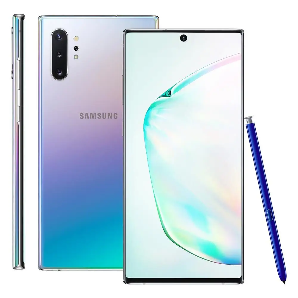 smartphone samsung galaxy note10 prata 256gb 12gb ram tela infinita de 6 8 camera quadrupla caneta s pen ip68 leitor de digital na tela 50002012